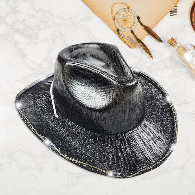 LEDS Cowboy Hats Fashionable Jeans Hat Adjustable Brightness Hat Flashing Model Hat for Camping and Running