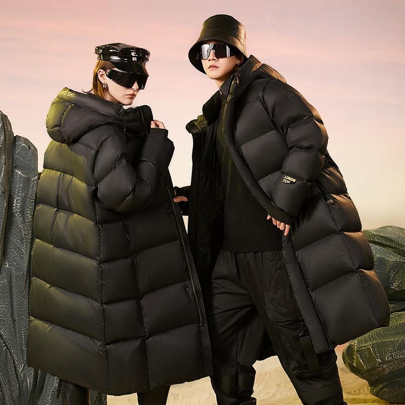 Black Gold Goose Down Jacket Men's and Women's Extremely Cold, Winter New Long Thickened Coat