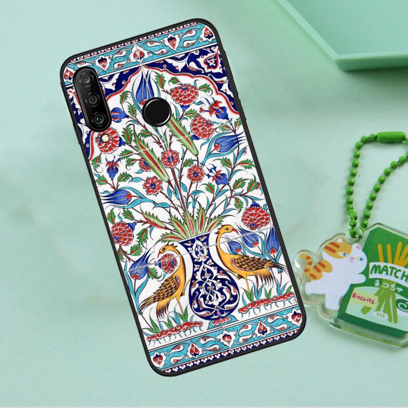 Ancient Floral Tiles For Huawei Nova 8i 11i 12i 12s 9 10 SE Y90 Y60 Y70 Y72 Y61 Y91 P20 P30 P40 Lite P60 Pro Case