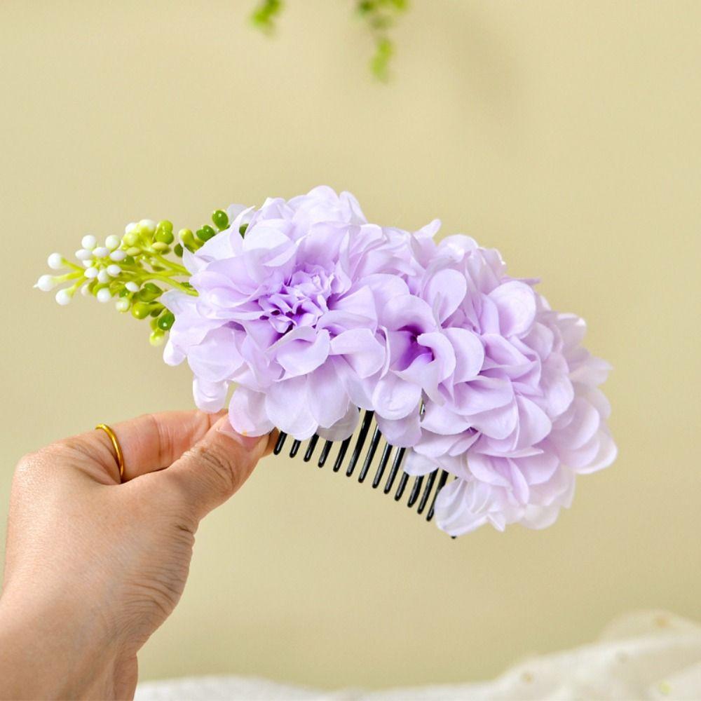 Elegant Sweet Flowers Hairpin Headwear Plastic Floral Hair Comb Thai Style Cloth Chignon Hair Clips Water Splashing Festival
