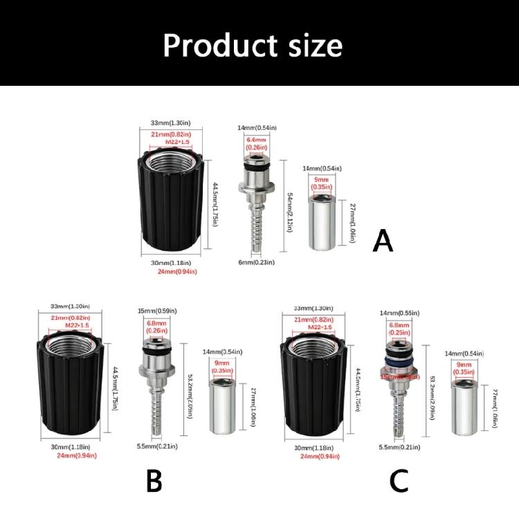 Hand Tighten Pressure Washer Hose Adapter Connector Set M22 x 1.5 Female 3 Piece Metal Fitting for Outlet Connection Tasks