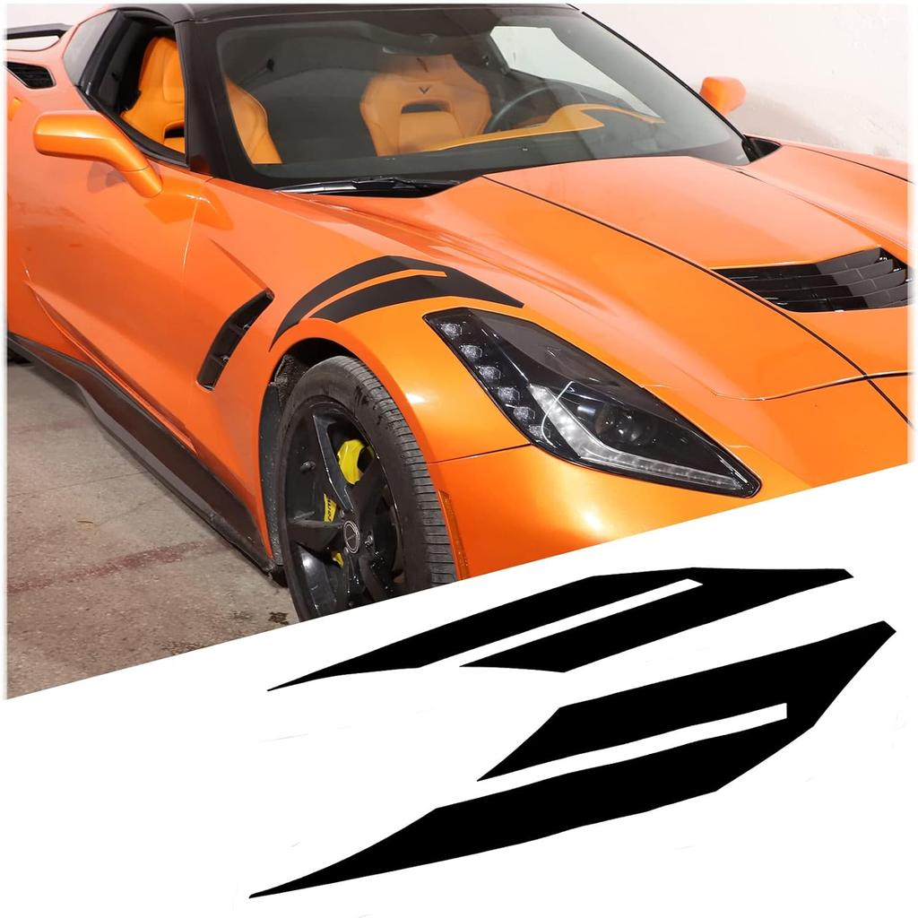 Fender Hash Mark Double Bar Vinyl Graphic Decal for Chevrolet Corvette C7 2014 2015 2016 2017 2018 2019 Accessories, Front Fenders Racing Stripes