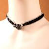 Black Camellia Drop Glaze Inlaid Light Luxury Clavicle Chain Bracelet Set