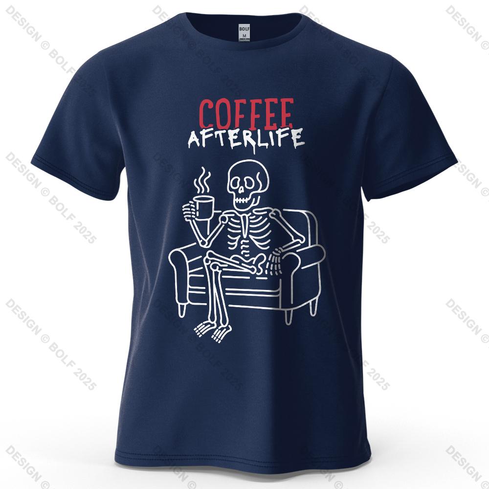 Coffee Afterlife Humorous Printed Men's T-Shirt 100% Cotton Oversized Relaxed Graphic Tees for Women Tops Tees Casual Streetwear