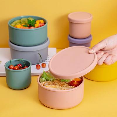 Runde Silikon-Lunchbox 250ml/650ml, große Kapazität, mikrowellengeeignete Silikon-Frischhaltebox, Snack-Salat-Bento-Box