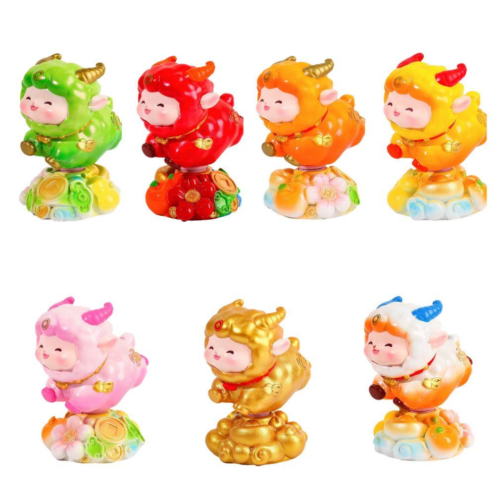 Exquisite Chinese Sheep Ornament Resin New Year Decoration Car Dashboard Ornament Table Decor