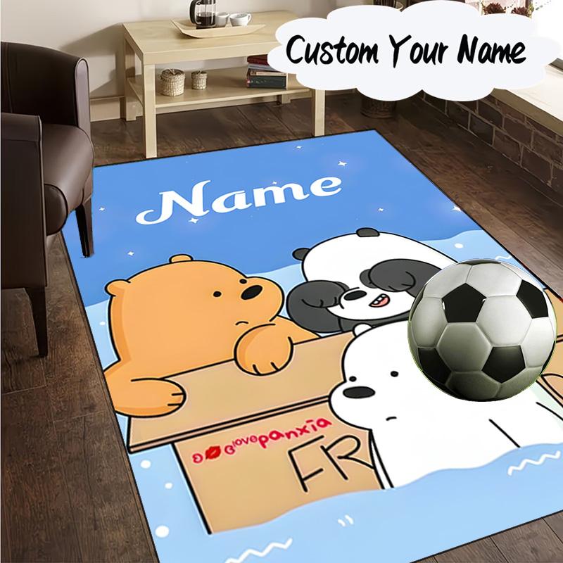 Custom Name Brown Bear Celebration Carpet, Chair Rug,Area Rug for Office Bedroom living rooms bedroom, Doormat decor Christmas fan gifts