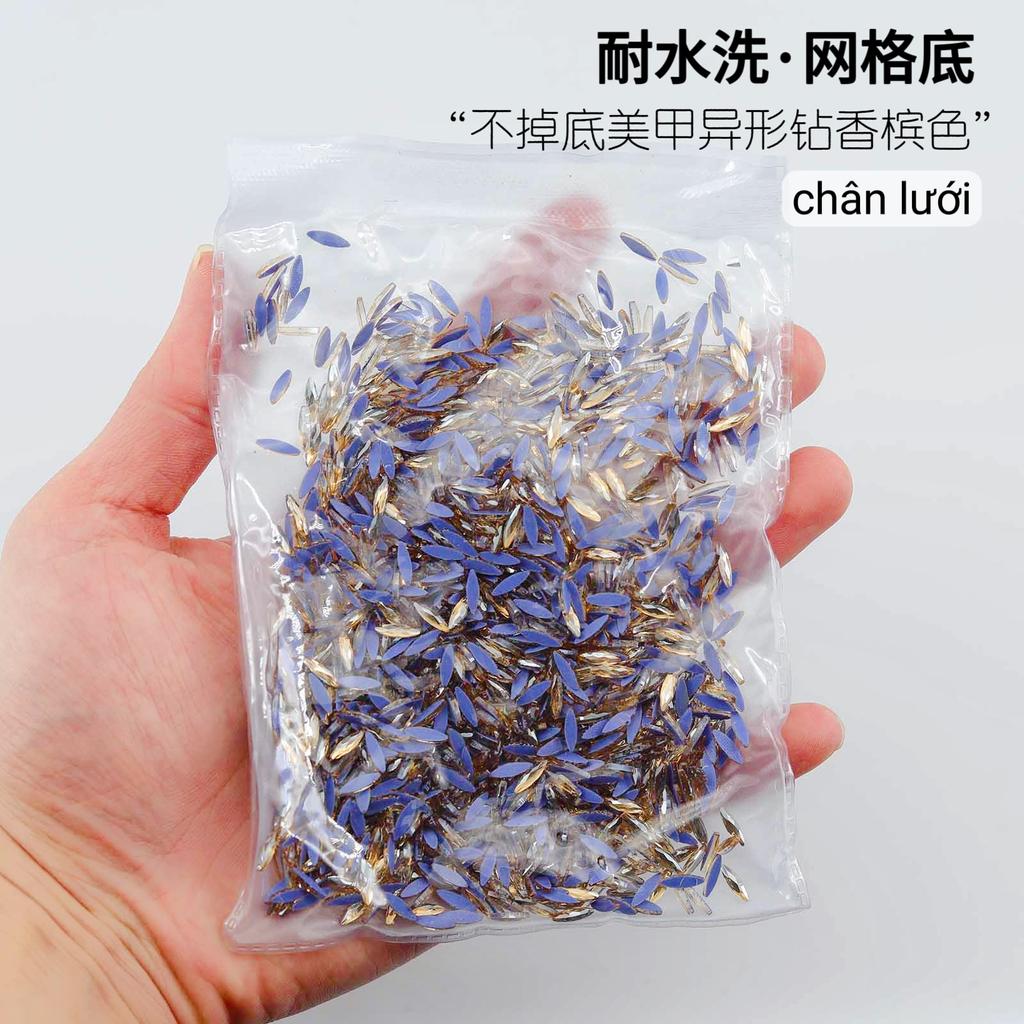 Mesh Bottom Nail Art Diamond, Champagne Special-Shaped Diamond, Small Size, No Bottom Nail Drill, Washable Flat Bottom Special-Shaped Whole Batch