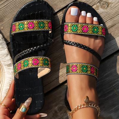 Modische Damen-Hausschuhe 2024, neue flache Strand-Flip-Flops, modische Schlupfsandalen für Damen, breite, transparente Rutschen, Damen-Hausschuhe