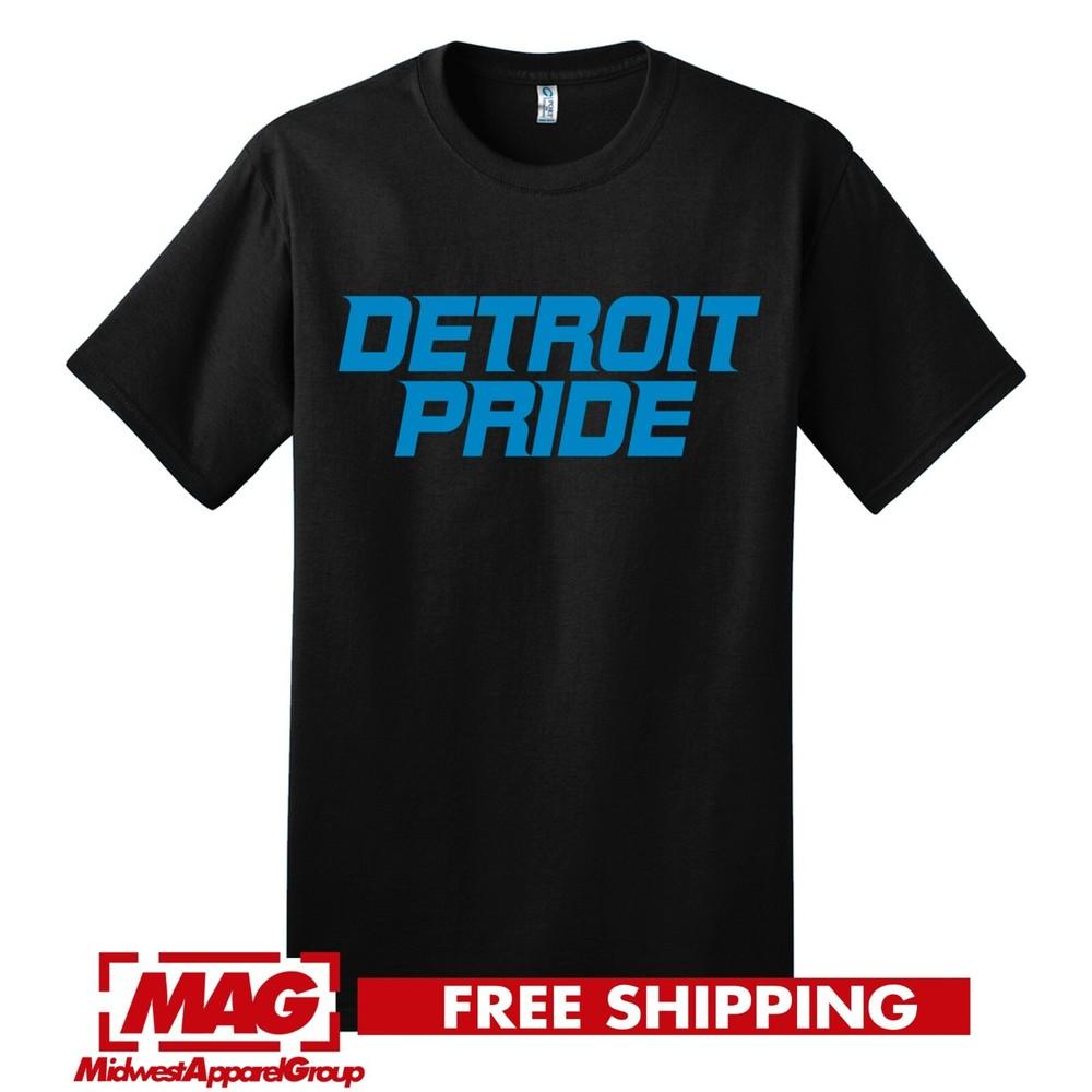 DETROIT PRIDE BLACK T-SHIRT Lions NFL Shirt Football Motor City Tigers 313 Tee Unisex T-Shirt XXXXL