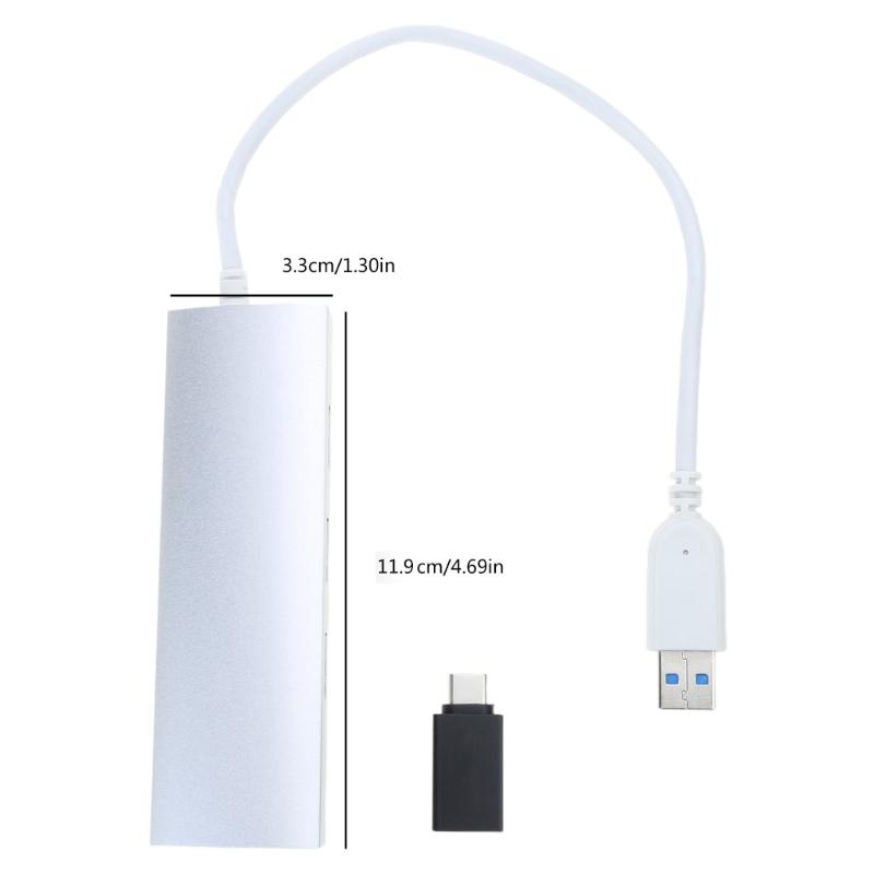 USB3.0 to Ethernet Adapters 3 Port USB3.0 Hub with 1 Gigabits Ethernet Port Laptops Networking Adapters Expander