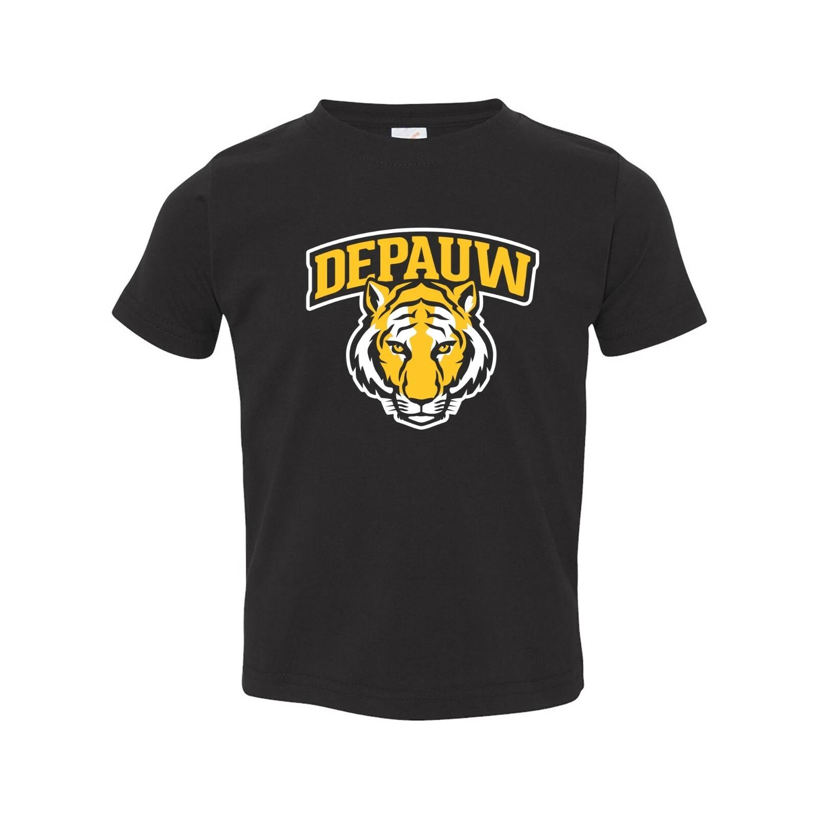 Depauw Tigers Arch Logo University Team Sports Toddler T-Shirt - Black XL