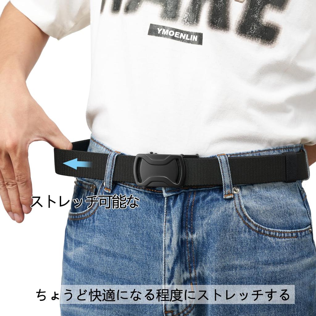 LionVII Stretchable Nylon Belt Perfect for Golf Outdoor No Adjusts Alloy Automatic Buckle 120cm Weave Men's - Auto-Lock, Work, Sports, Hiking, -