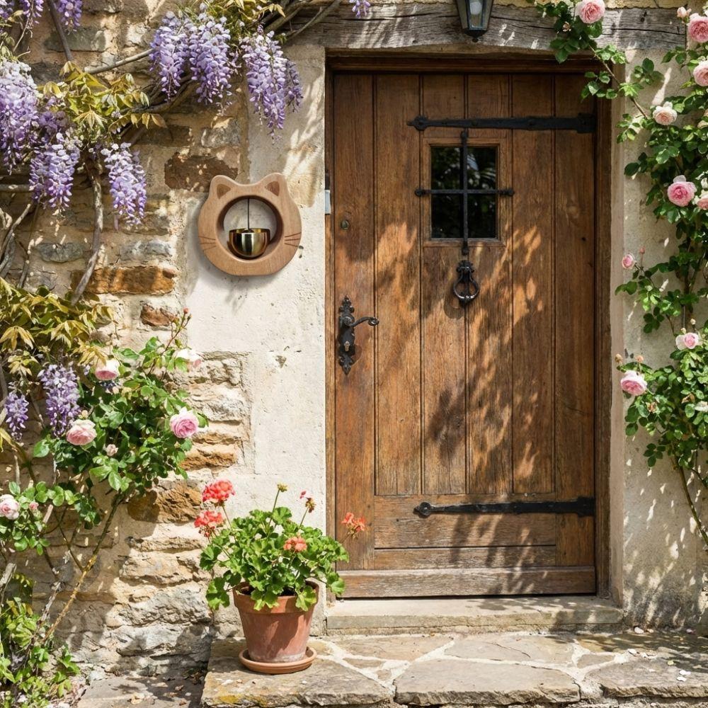 Magnetic Cat Wooden Doorbell Solid Wood Wind Chime Creative Entrance Chime  Home Decor