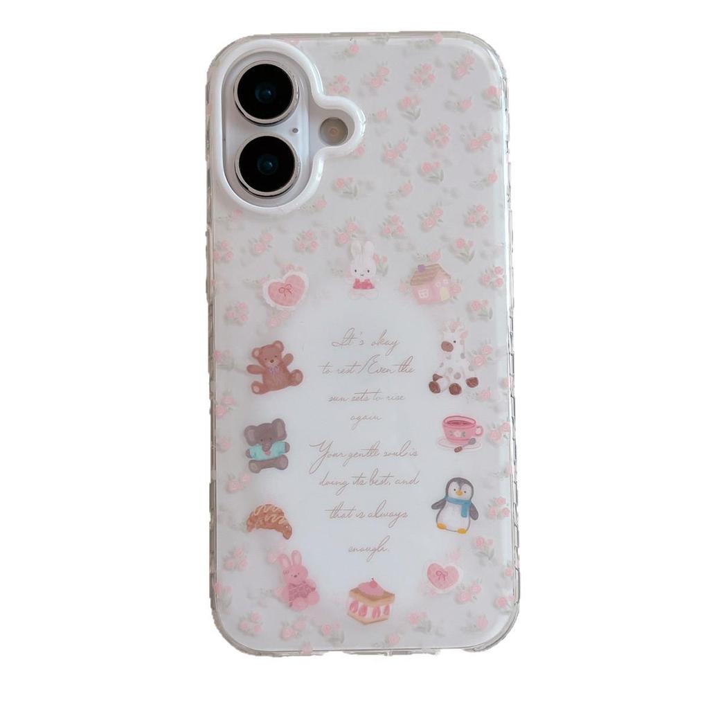 Cartoon Animal Double Layer Anti-Fall Phone Case for iPhone 14/13 Compatible with Apple 17/16/15 PROMAX