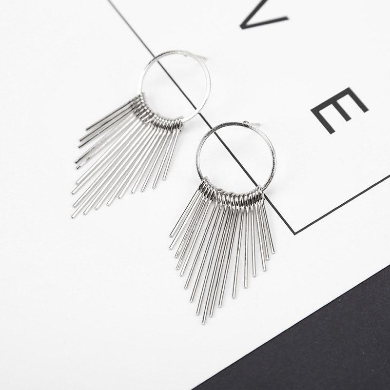 New Crystal Hanging Earrings for Women Korean Fashion Tassel Earrings Gold Color Metal Thread Dangle Earrings for Female