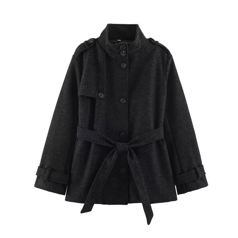 Womens Wool Blend Trench Coat With