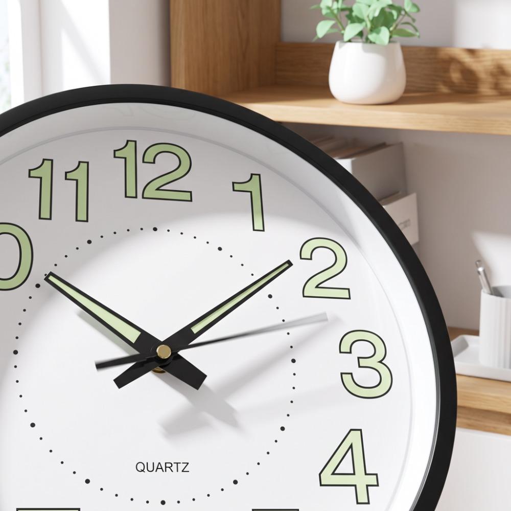 30cm Diameter Wall Mounted Clock Plastic Frame Luminous Wall Clock Silent Quartz Clock  For Bedroom