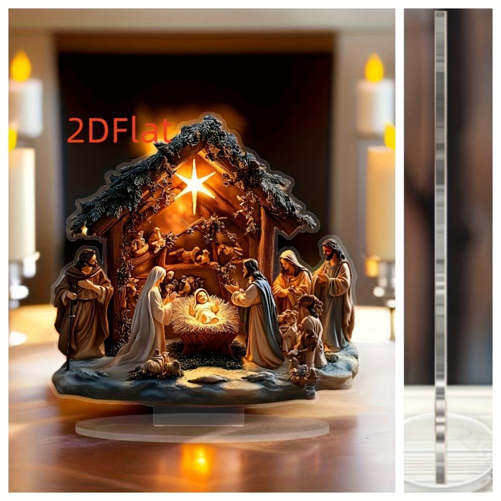 2D Flat Ornaments, Christmas Scene Decorations, Nativity Scenes for Homes, Offices and Bookstores - Multifunctional Holiday Table Decorations,