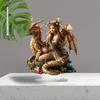 2D Flat, Magic Dragon and Elves Desktop Decoration, with Base, Suitable for wall decoration, porch, room, villa, accents Home, Hallway, or Workplace -