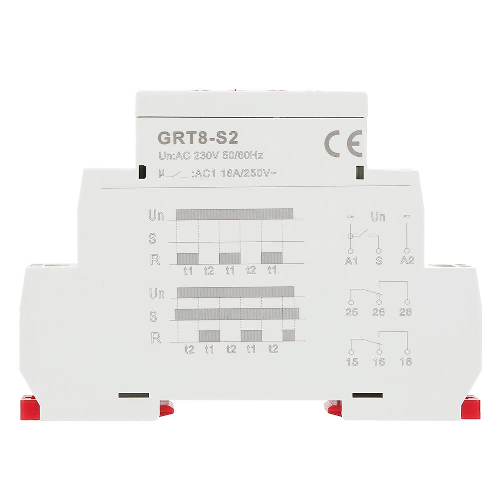 GRT8   Asymmetric ONCelsiusOFF Cycle Timer, AC 220V Delay Control Time Relay, Super Wide Range, S A1 Short Circuit  ing Modes, Compact Size