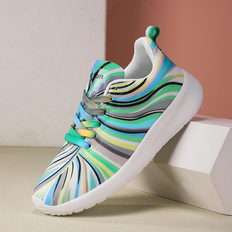

New large size lace-up color low-top single shoes graffiti lazy canvas flat-soled single shoes women s shoes 35 зелений