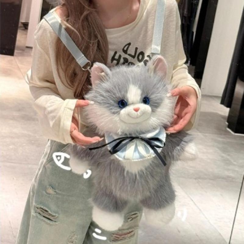 2026 Simulated Storage Bag Cat Backpack Cute and Comfortable Girl's Birthday Gift Fashionable and Adjustable Shoulder Straps