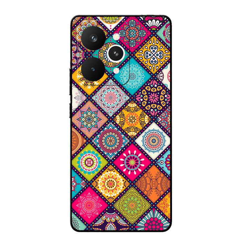 For Realme 15 Pro Cases 3D Relief Flower Emboss Black Silicone For Realme15 Pro 5G Back Cover Cartoon Funda Realme 15 Pro Bumper