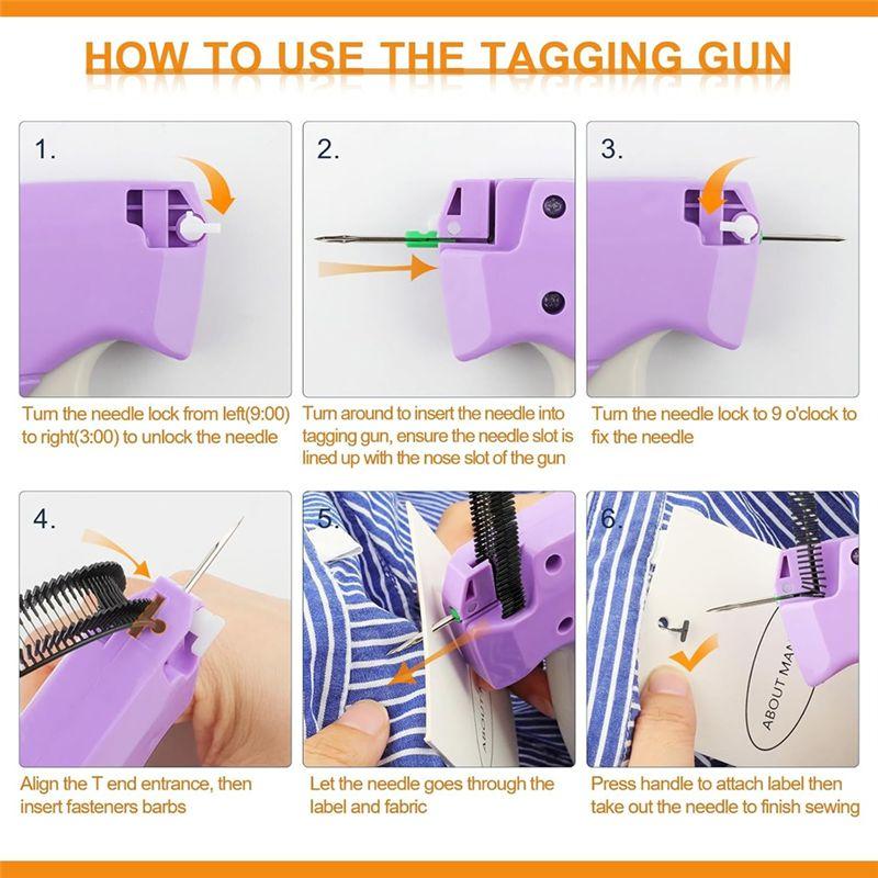 ABWR-Mini Stitchgun Fasteners,2400Pcs Fixer Tagginggun Barbs Attachments With 5 Pcs Extra Fine Needles(Black/White)