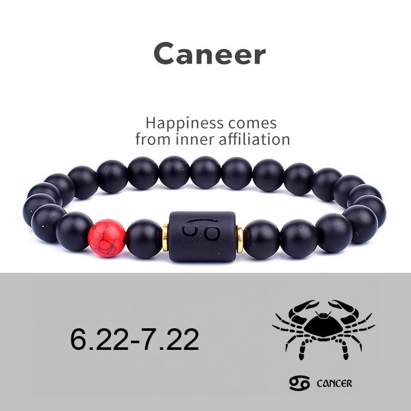 12 Constellation Bracelets Natural Black Onyx Bead Bracelet Star Sign Constellation Horoscope Couple Bracelet Friendship Jewelry