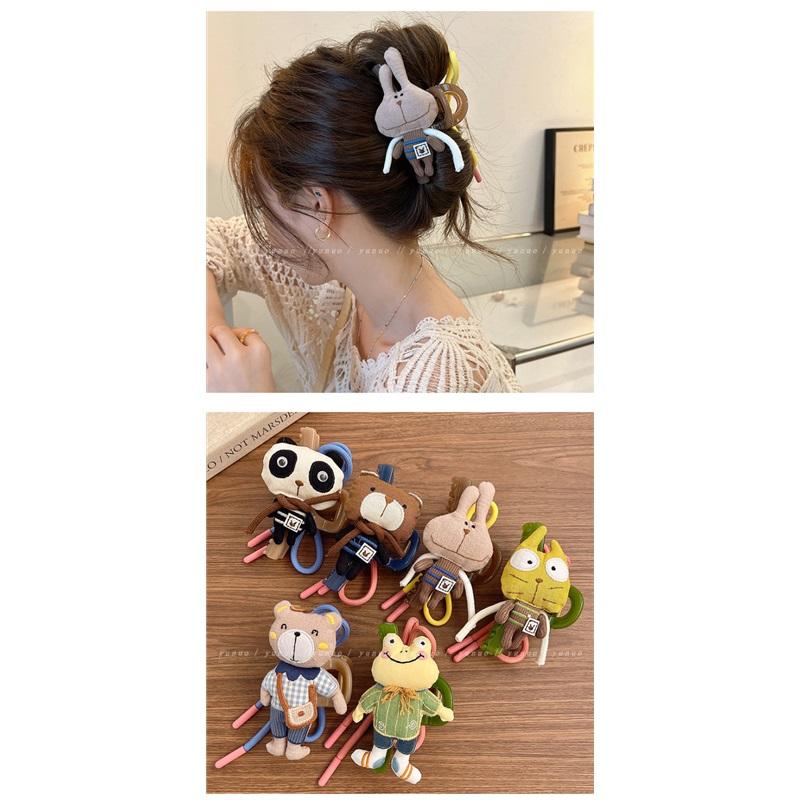 Cute Bear Double Sided Hair Claw Bow Shark Clip Elegant Back Head Hair Accessories