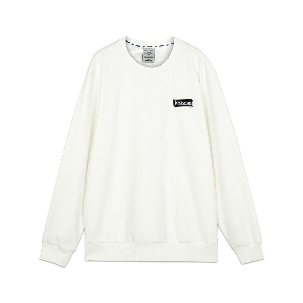 Skechers Diamond Series Skin-Friendly Soft Casual Loose Round Neck Long Sleeve Sweatshirt Men sweatshirt Cotton-Candy-White L423U161-0074 XS