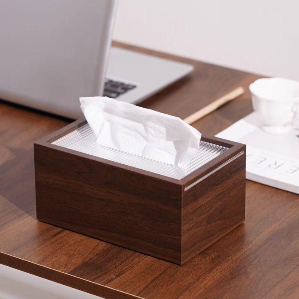 Walnut Wooden Tissue Box Luxury Tissue Case Nordic Style Paper Towel Container Home Decor