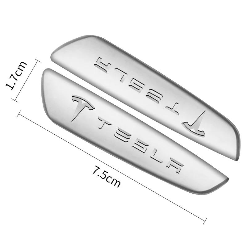 Car Sticker 2025 Hot 2Pcs 3D Metal Car Body Sticker Trunk Decorative Badge Emblem Decal Accessories For Tesla Model 3 Y S X 2021