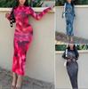 European & American Women's Tie-Dye Long Sleeve Slim Fit Dress - 2025 Autumn/Winter Fashion