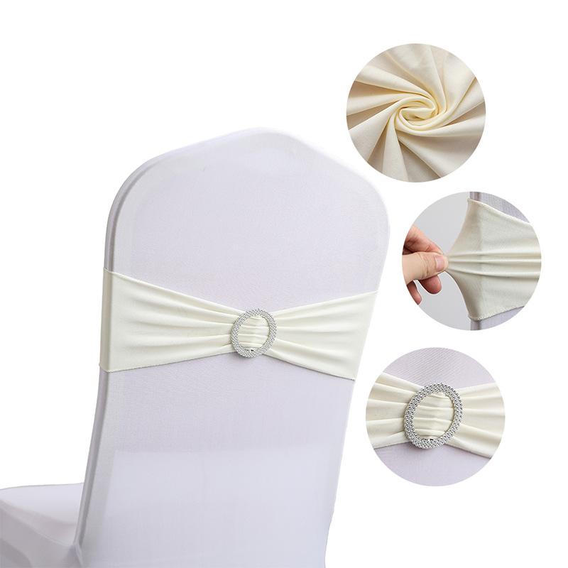 LMETJMA 10 Pcs Spandex Chair Sashes Premium Stretch Bows With Buckle Slider Universal Elastic Bands for Wedding Party Banquet