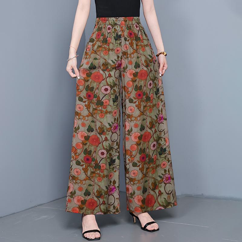 Sommer-Hosen mit weitem Bein für Damen Vintage Kleidung Übergröße Locker Lässig High Waist Hosen