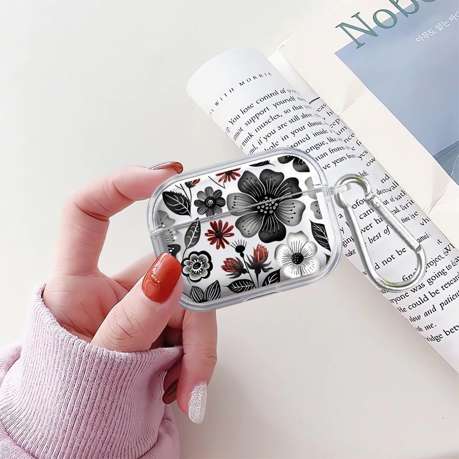 Clear Earphone Cases Cover Case For Airpods Pro2 4 Pro 3 2 Pro3 1 Minimalist Flowers