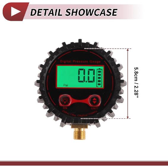 1 Pcs Universal Digital Tire Pressure Gauge M11x1 250PSI Digital Air Pressure Meter for Cars
