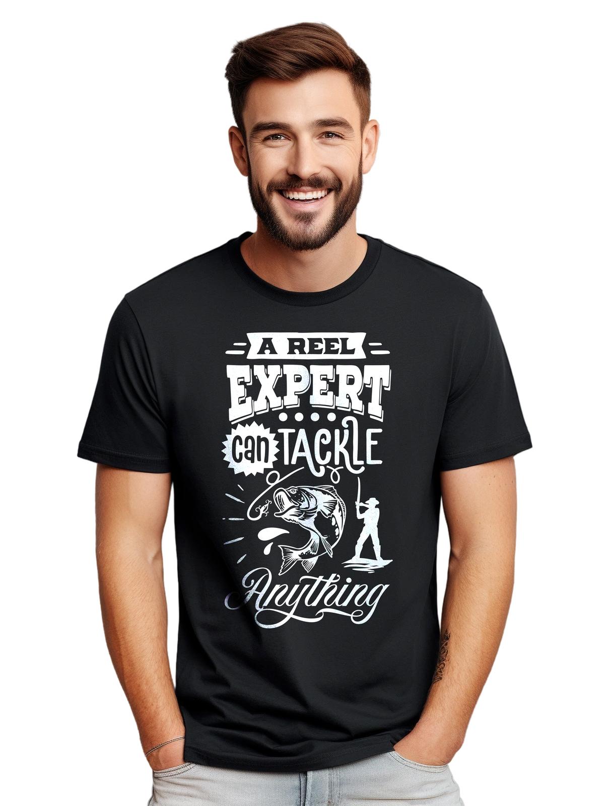 A Reel Expert T-Shirt Mens Womens Tees Top - Funny and Fishy! Funny T-Shirt Mens Womens Tees Top, Unisex Printed Design. R L