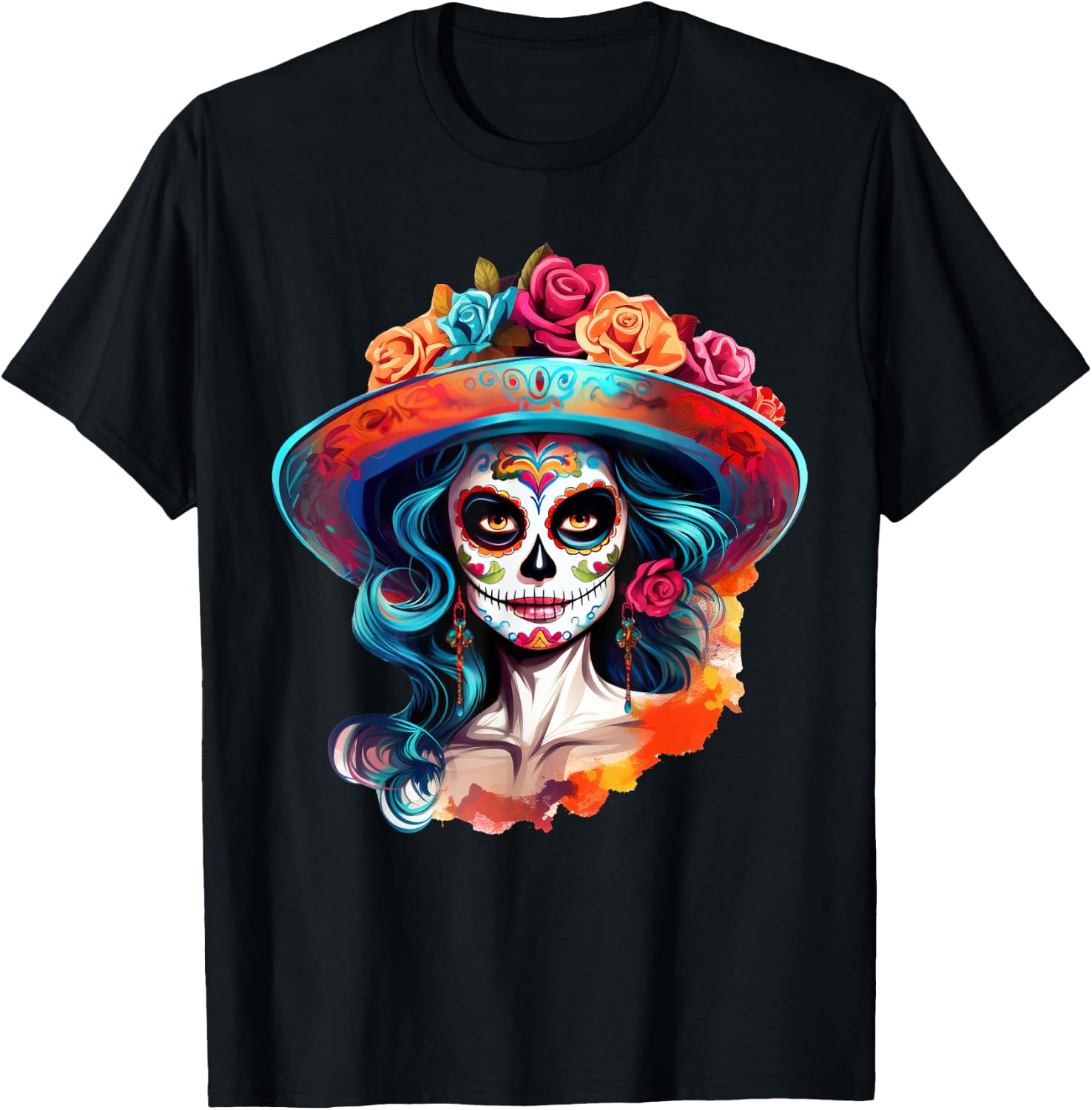 La Catrina Dia de Los Muertos Sugar Skull T-Shirt S
