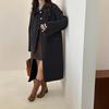 Doll collar high-end medium and long simple single-breasted double-sided wool coat, thickened large cuffs cashmere jacket
