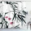 Japanese Style Shower Curtain Koi Fish Cherry Blossom Sun Sea Wave Octopus Landscape Polyester Fabric Curtains Bathroom Decor