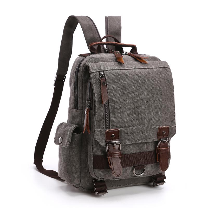 Kleiner Canvas-Reise-Multifunktions-Schulterrucksack für Männer und Frauen, Laptop-Rucksack, Tagesrucksack