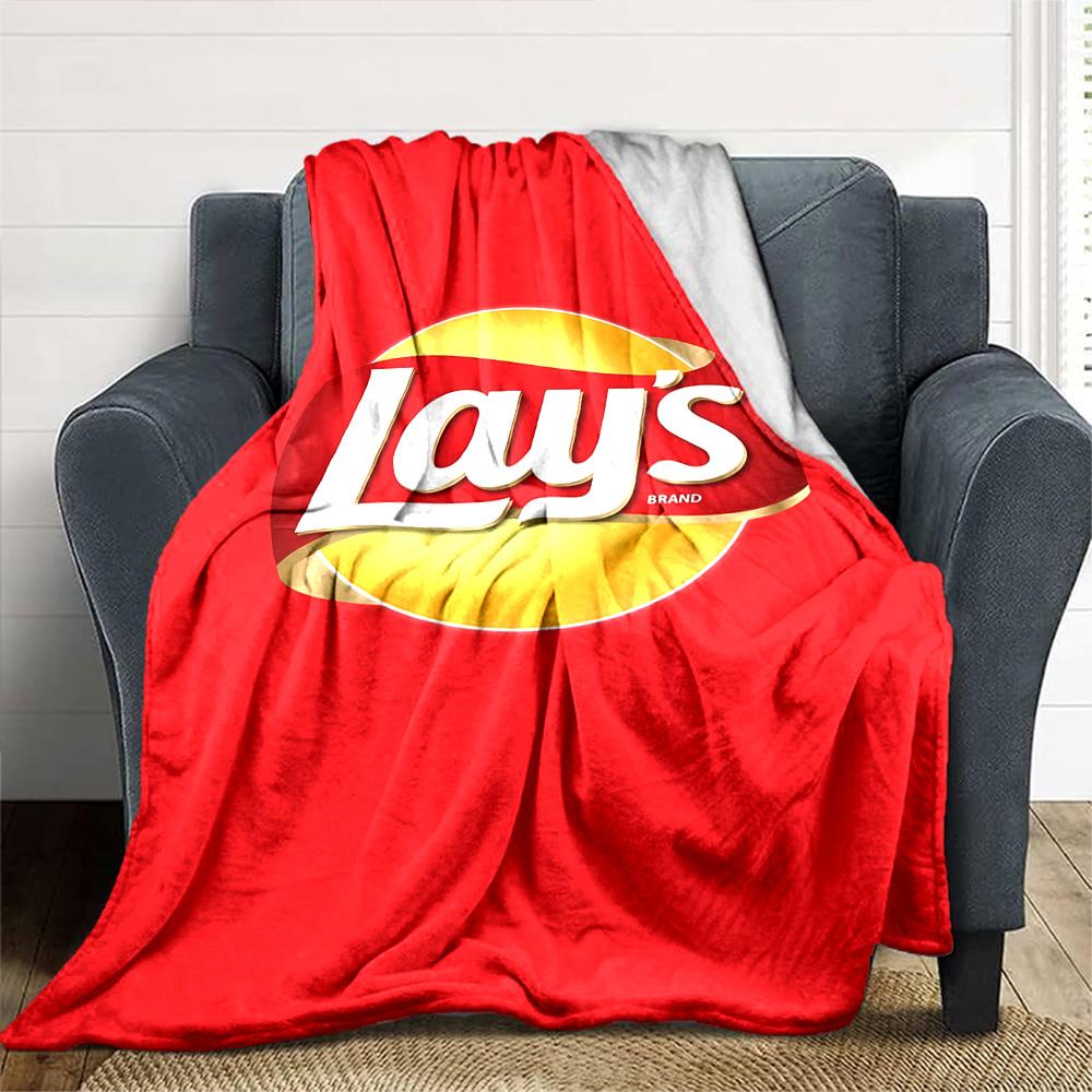 Lay'S Potato Chip Logo Flannel Blanket Super Soft Warm Cozy Blanket for Sofa Bed Office Travel All‑Season Home Decor Gift