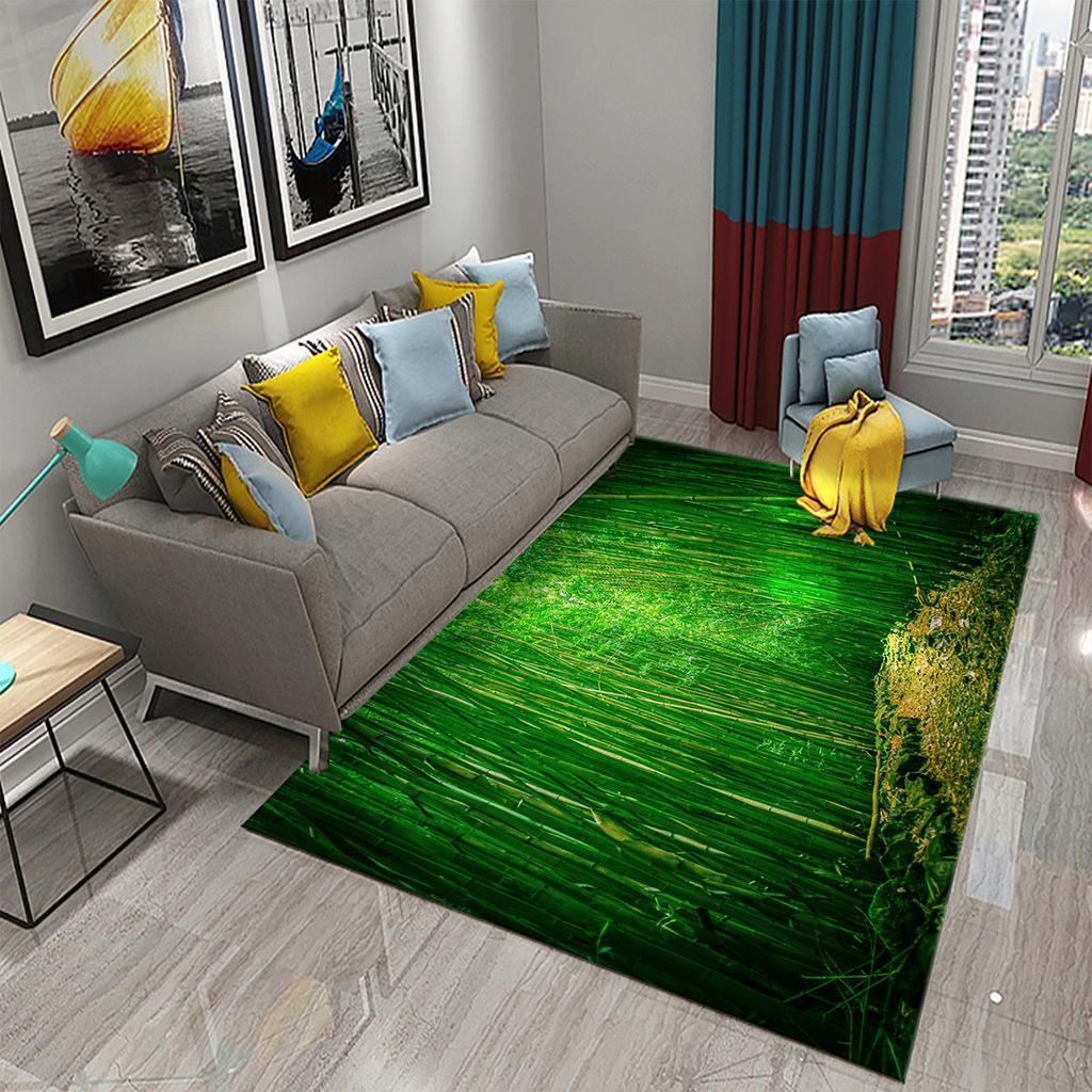 3D Green Bamboo Forest Bamboo Carpet for Bathroom Mat Plants Toilet Rugs Anti-Slip Mat Bedroom Living Room Floor Decor Carpets