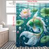 Lotus Fishes Pattern Bathing Curtain  Bathroom Shower Curtain Waterproof With 12 Hooks Home Deco Free Ship