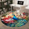 1pc Peacock Floral Round Carpet Anime Design Office Chair Mat, Non Slip Rug for Home Decor, Gift, Office, Living Room, Bedroom