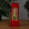Santa Claus Light-Up Phone Booth Lantern: Christmas Tabletop Oil Lamp Ornament