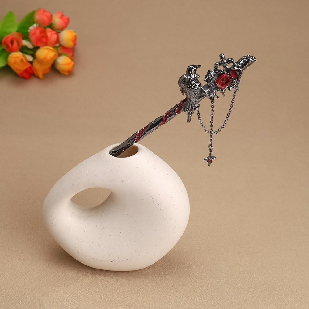 Crow Thorn Rose Hair Sticks Elegant Vintage Hairpins New Chinese Hair Fork Halloween